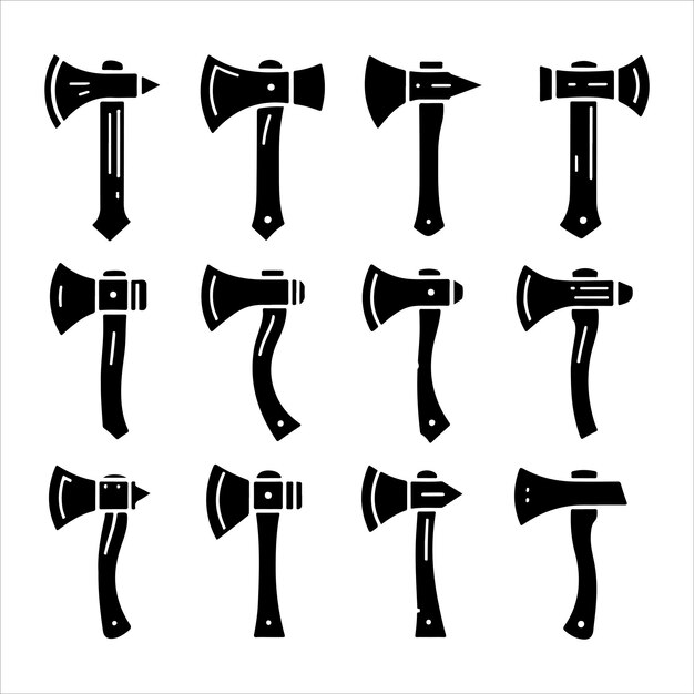 Vector mínimo Colección de vectores de silueta de hacha
