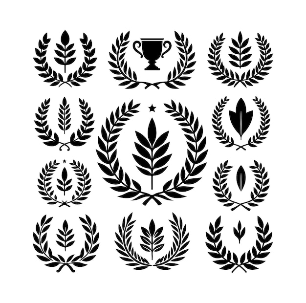 Vector mínimo del signo de laurel y del icono del logotipo