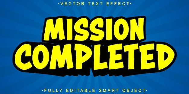 Vector de misión completa de dibujos animados amarillo Objeto inteligente totalmente editable Efecto de texto