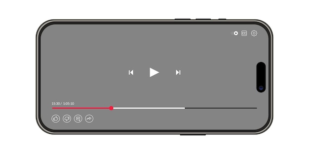 Vector mockup of YouTube video player on a smartphone screen mobile version of YouTube app interface UIUX design presentations and digital media concepts