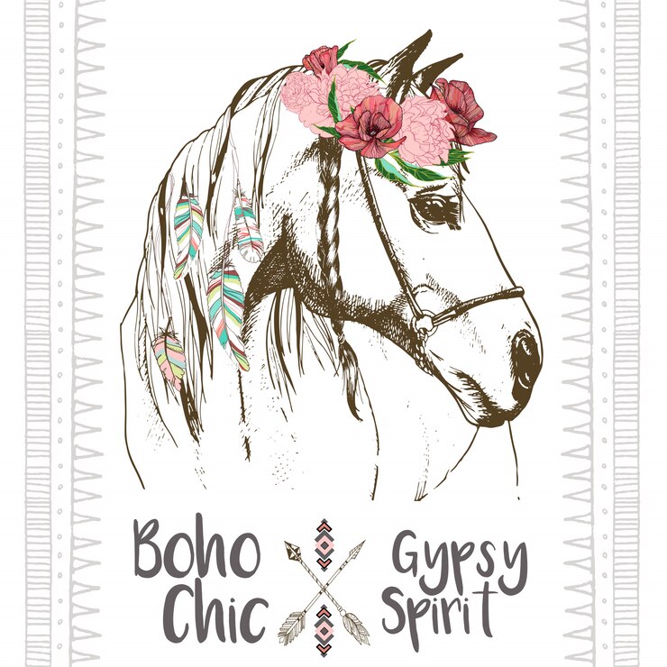 Vector de moda boho chick horse
