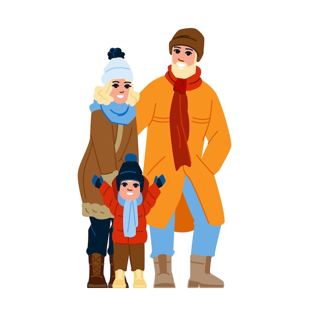 Vector de moda familiar de invierno de pareja
