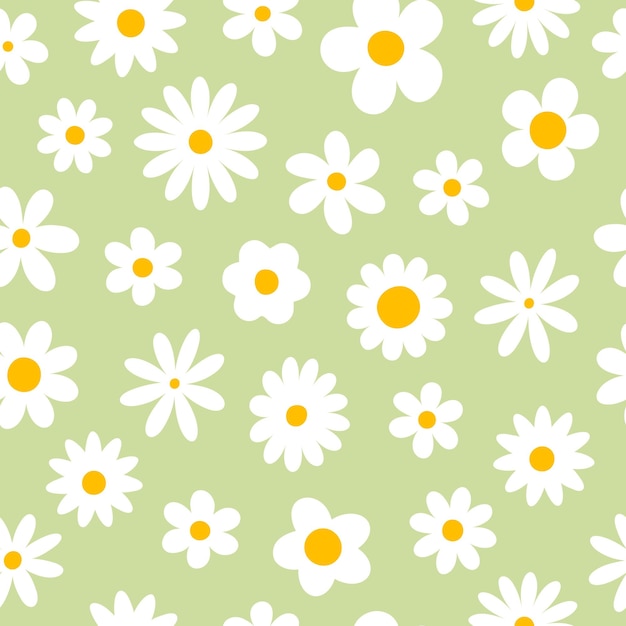 Vector moda floral de patrones sin fisuras Retro 70s estilo hippie groovy margarita flores fondo