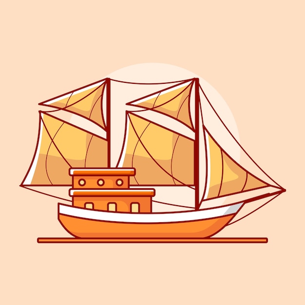 Vector de modelo de barco en la ilustración de diseño plano