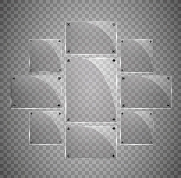 Vector modernas placas de vidrio transparente en fondo transparente