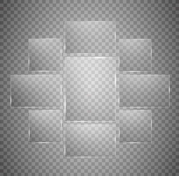 Vector modernas placas de vidrio transparente en fondo transparente