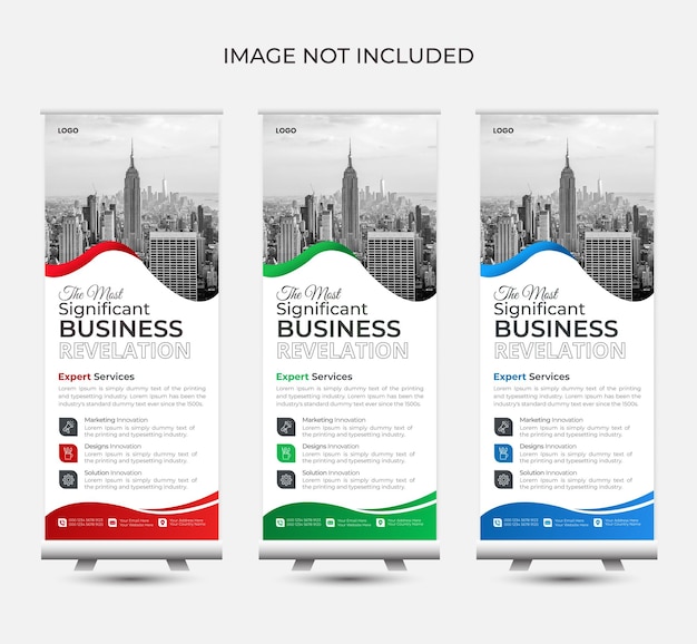 Vector modernas tarjetas de rack de banner enrollables o plantillas de volante dl para fines de presentación
