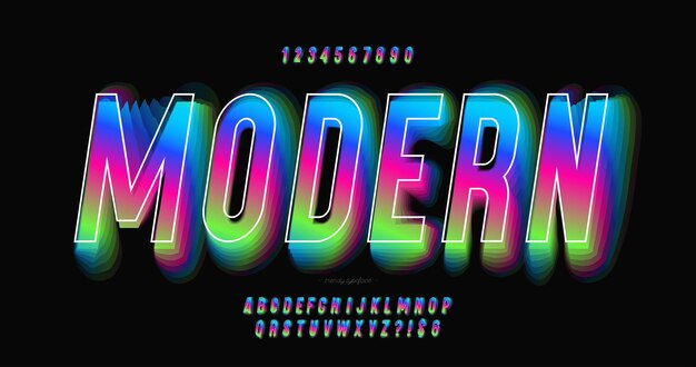 Vector moderno 3d fuente colorido estilo de tipografía moderna