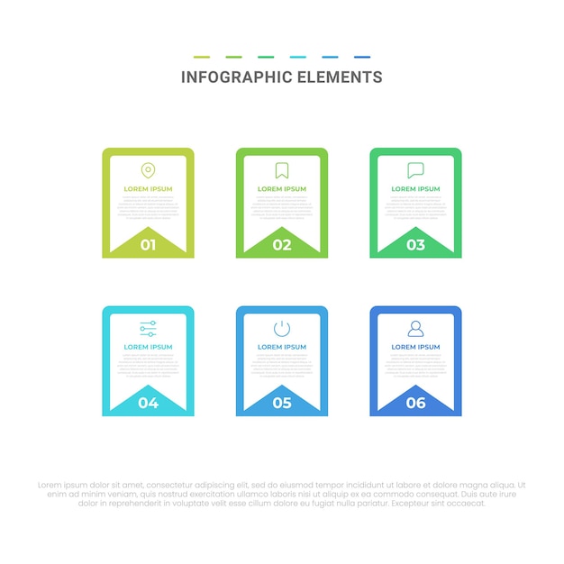 Vector moderno 6 pasos opciones elementos infográficos para negocios con diseño de plantilla de iconos