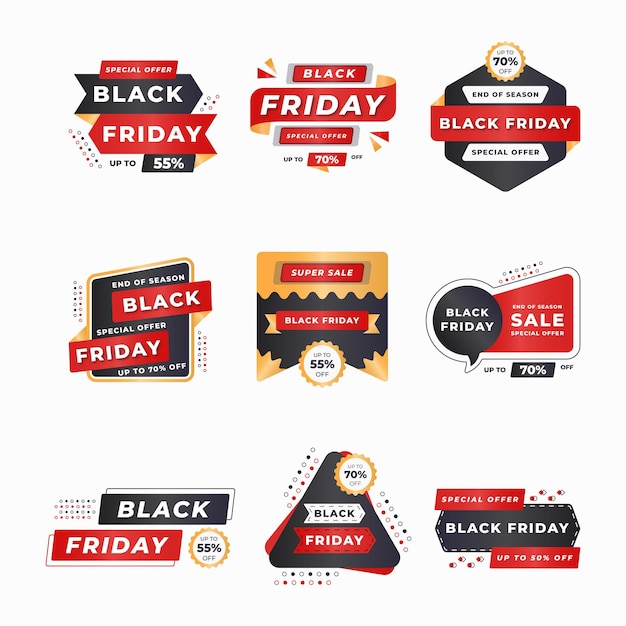 Vector moderno Black Friday venta de banderas de colección conjunto