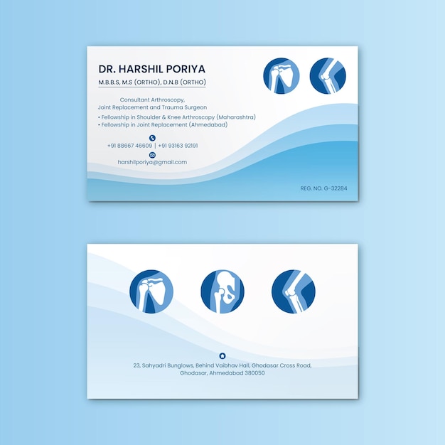 Vector moderno creativo Vector de diseño de plantillas de tarjetas de visita médicas de cirujanos ortopédicos