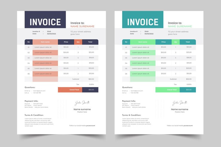 Un vector moderno de diseño de factura mínima y plantilla de factura empresarial