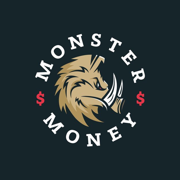 Vector vector moderno logotipo profesional emblema dinero monstruo