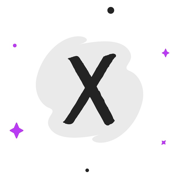 Vector moderno y plano de alta calidad Icono de x dibujado a mano en fondo aislado