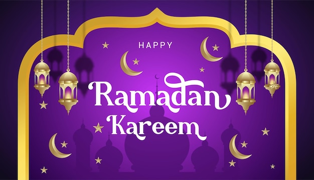 Vector moderno Ramadan Kareem Plantilla de diseño de banner dorado 5