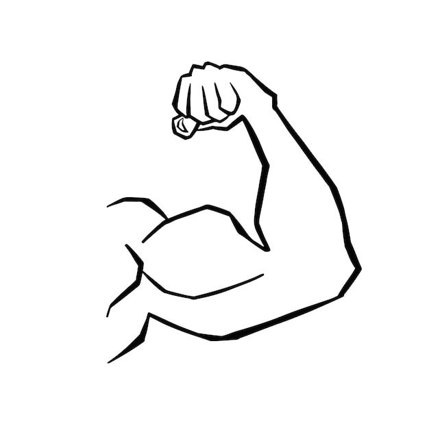 Vector monocromático de brazo de bíceps deportivo y bombeado
