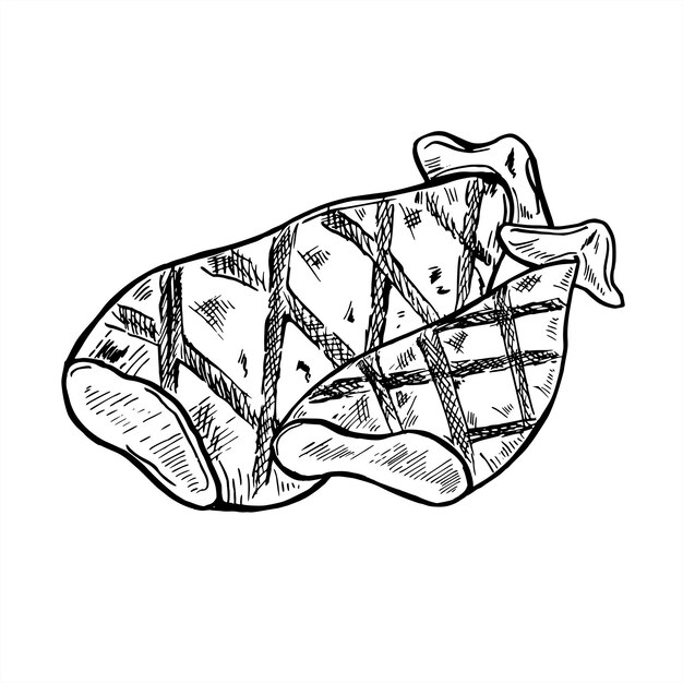 Vector monocromo dos cadáveres de calamares a la parrilla ilustración pintada con tintas negras tubos de calamar crujientes grabado de mariscos de barbacoa para el menú del restaurante embalaje de cocina mediterránea