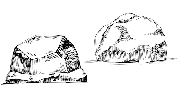 vector monocromo de roca de piedra