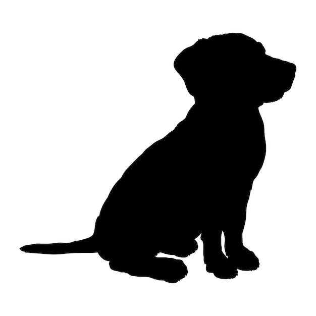 Vector de monograma del logotipo de las razas de cachorros sentados