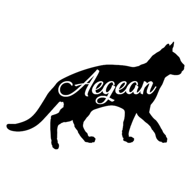 Vector del monograma del logotipo de las razas de gatos de la silueta del gato egeo