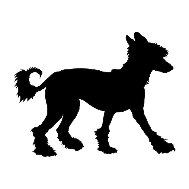 Vector vector del monograma del logotipo de las razas de perros chinos con cresta