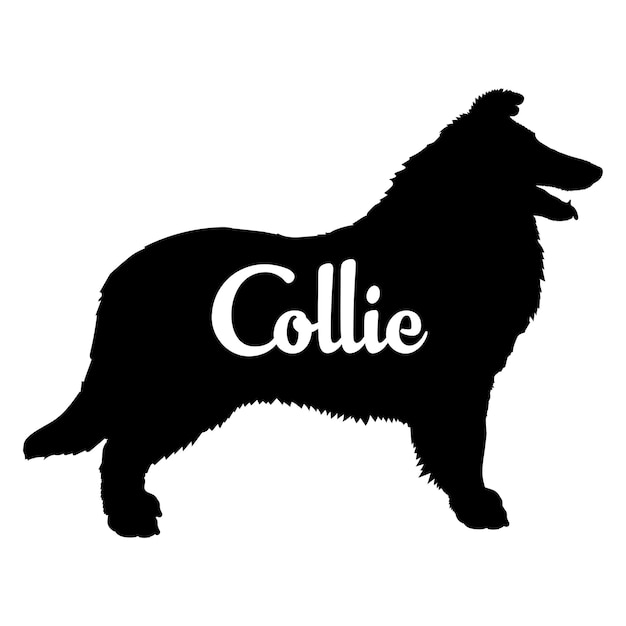 Vector del monograma del logotipo de las razas de perros Collie