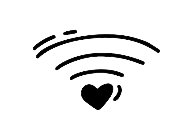 Vector monoline corazón cómo wifi icono Día de San Valentín Dibujado a mano Holiday boceto doodle Diseño planta