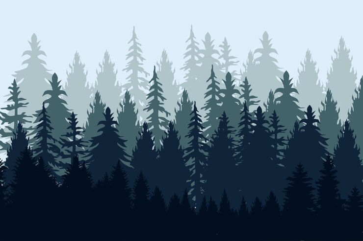 Vector montañas bosque fondo textura silueta de bosque de coníferas