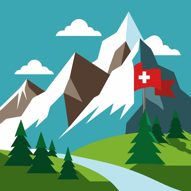 Vector de las montañas de Suiza