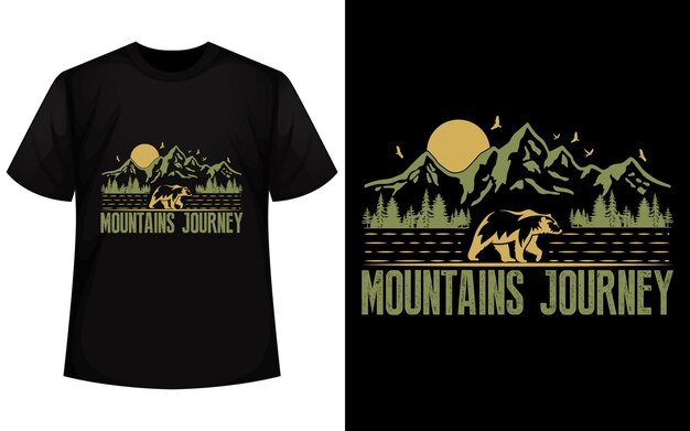 vector, montañas, viaje, diseño de camiseta, aire libre, fresco, vendimia, retro, designeps