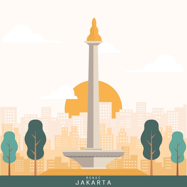 vector del monumento de Monas de la ciudad de Jakarta