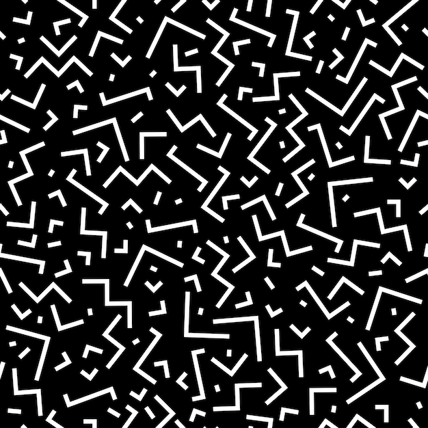 Vector mosaico de patrones sin fisuras Retro estilo memphis moda 8090sTextura en blanco y negro