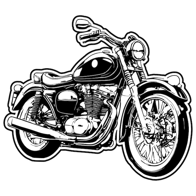 Vector vector de motocicleta de chopper vintage dibujado a mano aislado sobre un fondo blanco