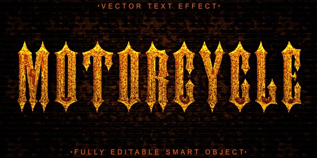 Vector de motocicleta plateado Efecto de texto de objeto inteligente totalmente editable