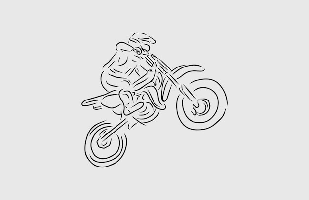 vector de motocross de forma de flujo artístico dibujado a mano