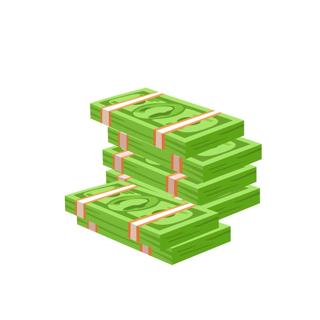Vector muchos billetes apilados uno encima del otro