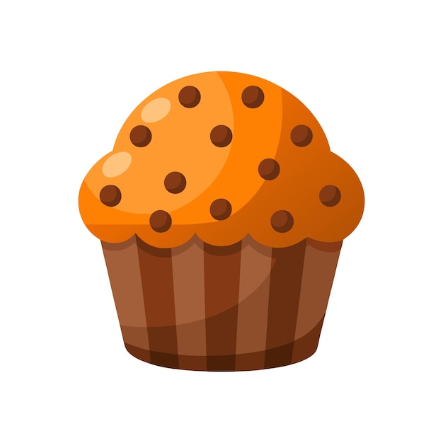 Vector de muffin dibujado a mano en estilo de dibujos animados planos