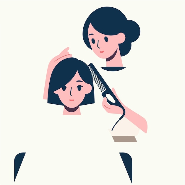 Vector vector de una mujer afeitando su cabello en un estilo de diseño plano