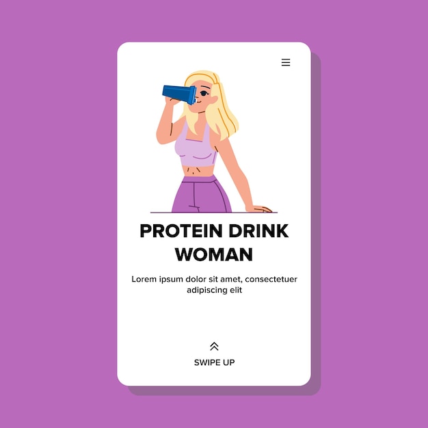 Vector de mujer de bebida de proteína