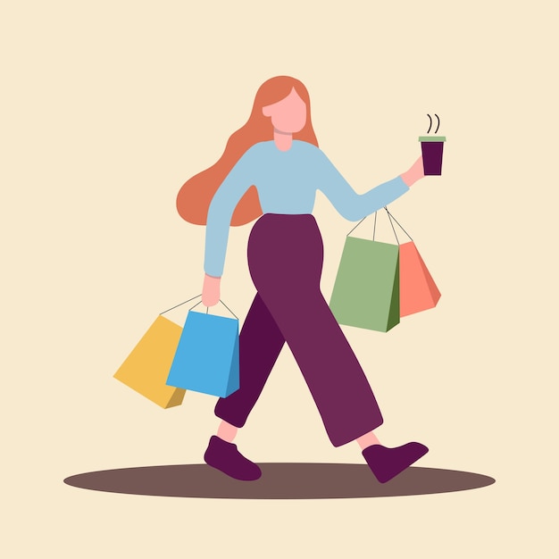 Vector de mujer de compras