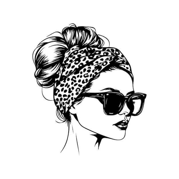 Vector de una mujer elegante con un pan desordenado
