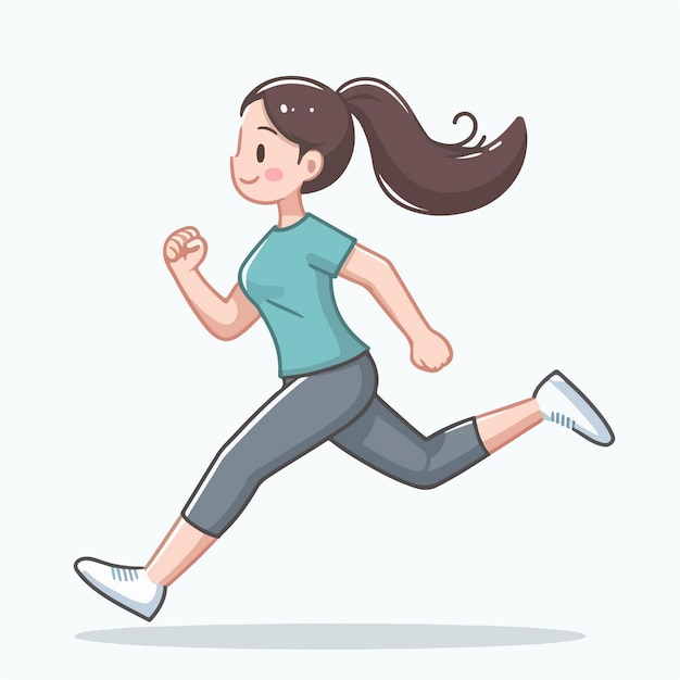 vector de una mujer feliz corriendo