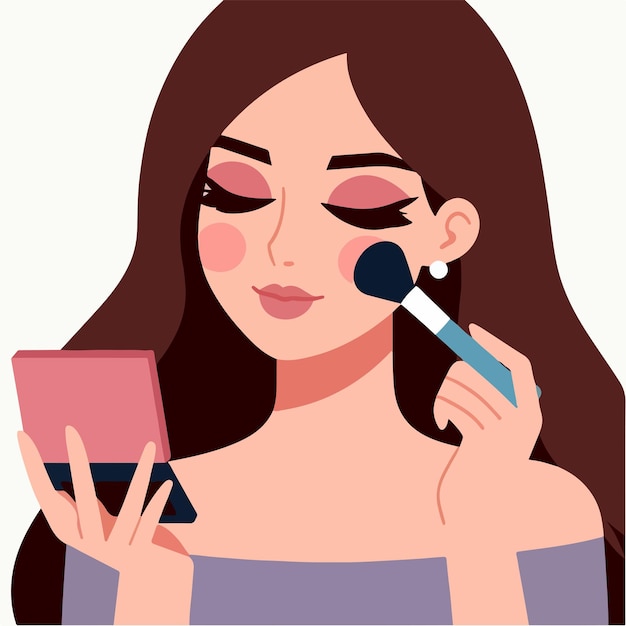 Vector mujer haciendo maquillaje