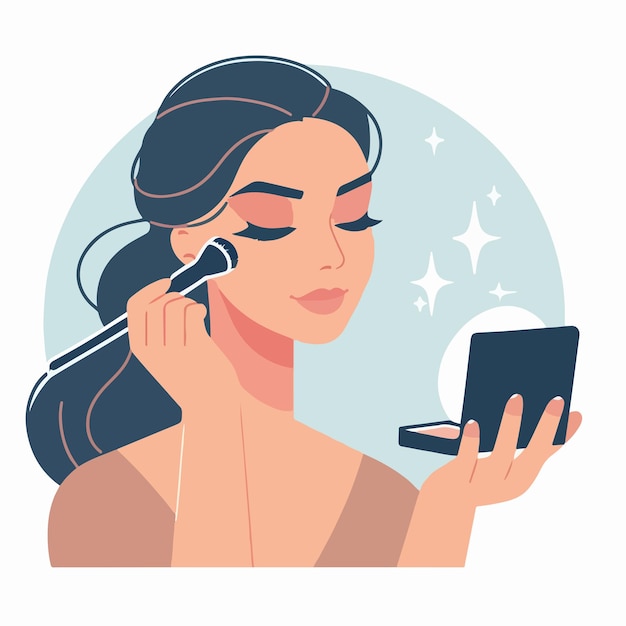 Vector mujer haciendo maquillaje