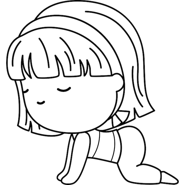 un vector de una mujer haciendo postura de yoga en color negro y blanco