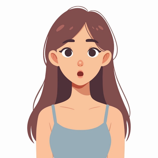 Vector mujer hermosa con expresión conmocionada sonrisa sorprendida