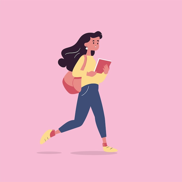 Vector de mujer con libro