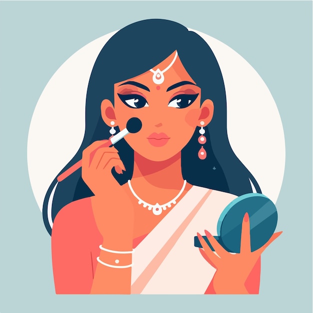 Vector de mujer maquillándose