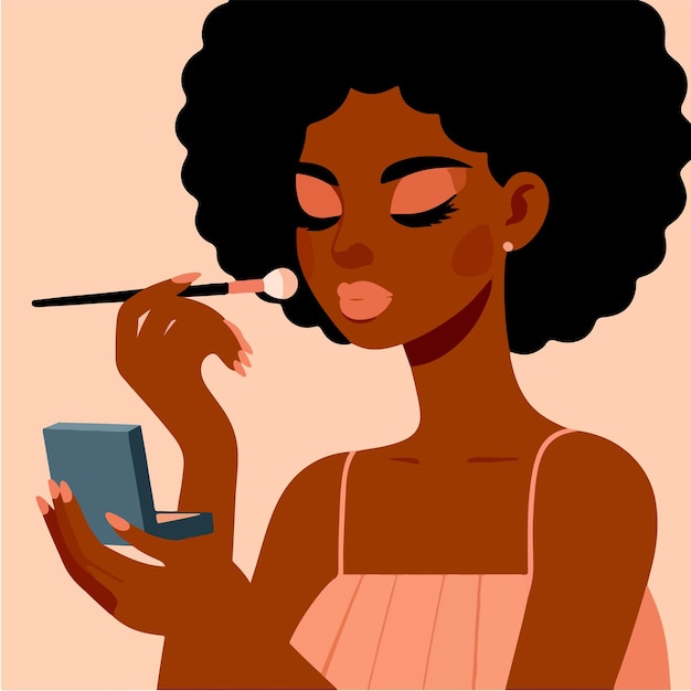 Vector de mujer maquillándose