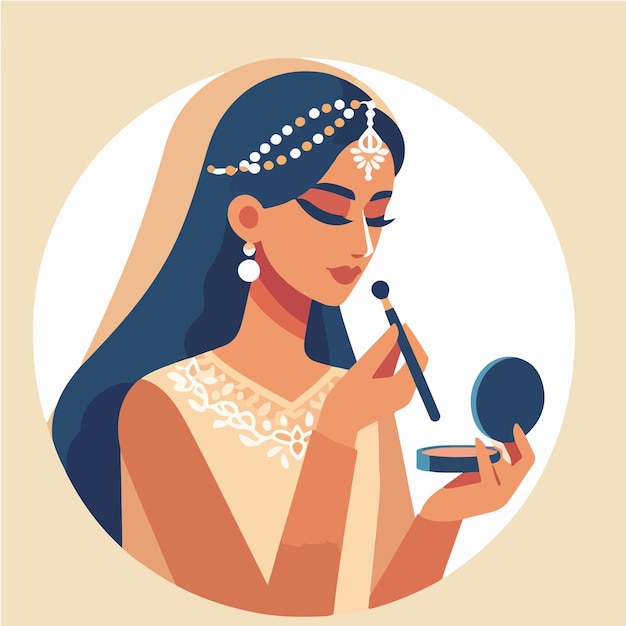 Vector de mujer maquillándose